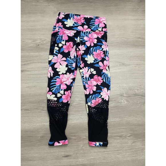 Victoria's Secret PINK Ultimate Leggings Floral Tropical Yoga Pants Mesh medium - Picture 1 of 8